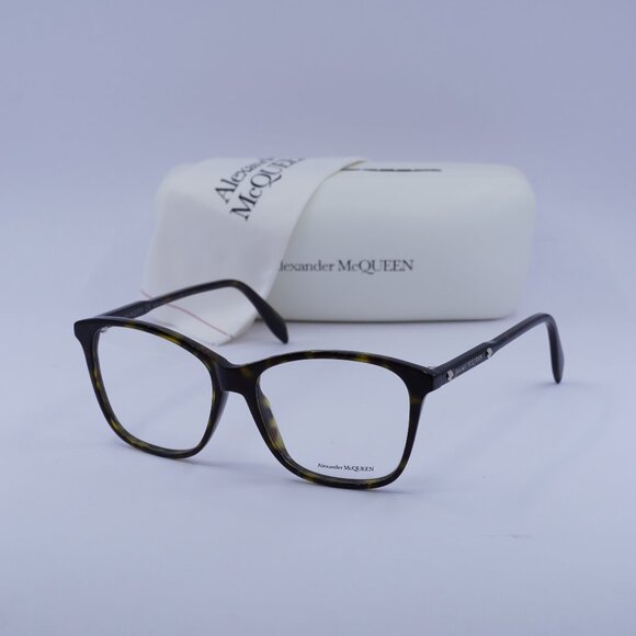 Alexander McQueen AM0191O 002 Square Eyeglasses 54mm - Havana - Picture 1 of 9